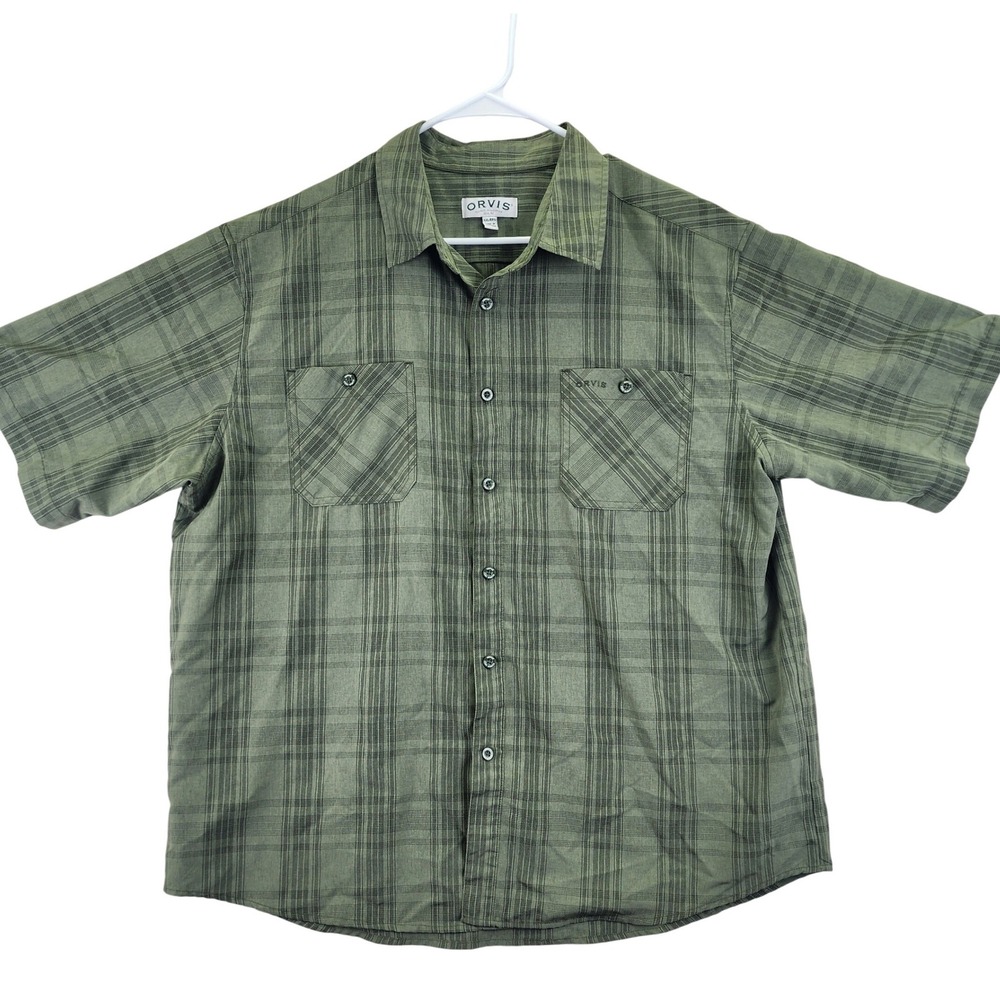 ORVIS Plaid Short Sleeve Button Down Shirt Classic Collection Mens‎ XXL Green